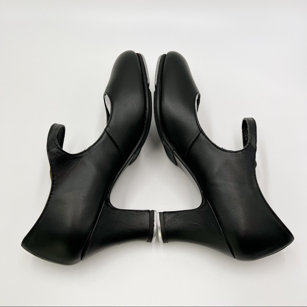 7.5W 7.5 WIDE Capezio 657 Manhattan Xtreme Black Leather Tap Dance Shoes Heels - Picture 8 of 14